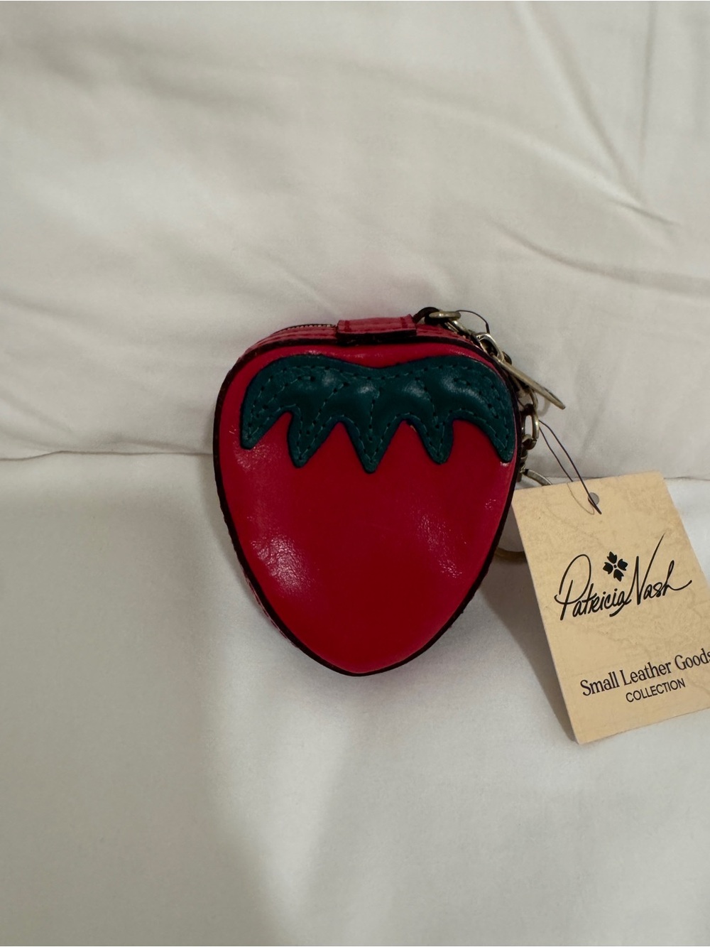 Patricia Nash strawberry zip around coin purse bag charm keychain NWT